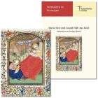 „Maria liest und Joseph hält das Kind.“ Heiliger Abend (2018) zur Karte „Geburt Jesu“ (Buchmalerei)