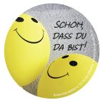 10er-Pck Aufkleber „Smileys“ (6 cm)  mit Text „Schön, dass Du da bist!“